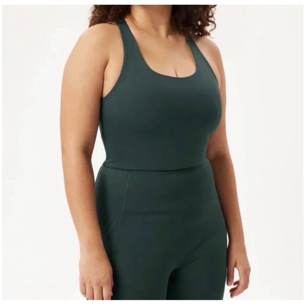 Girlfriend Collective Dark Green Heathered Racerback Activewear Tank Top S 2762